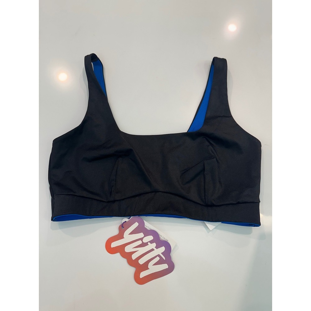Yitty NWT Nearly Naked Shaping Mid-Impact Sports Bra Black Blue Medium BB2252168
